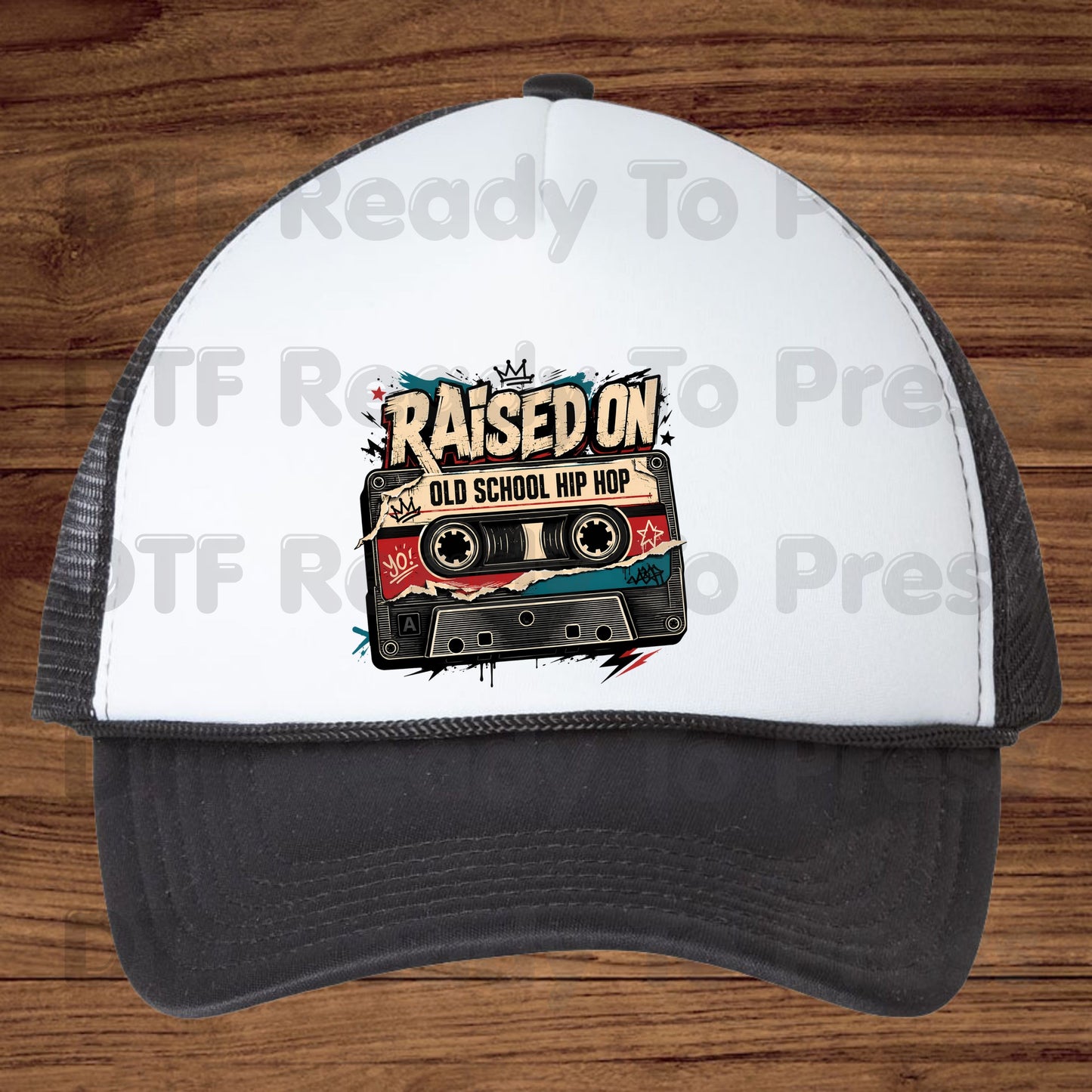 Vintage Cassette Tape DTF Transfers, Raised on Old School Hip Hop Retro Music Graffiti Crown Ready to Press