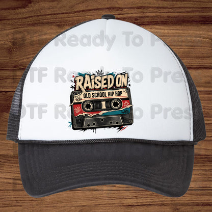 Vintage Cassette Tape DTF Transfers, Raised on Old School Hip Hop Retro Music Graffiti Crown Ready to Press