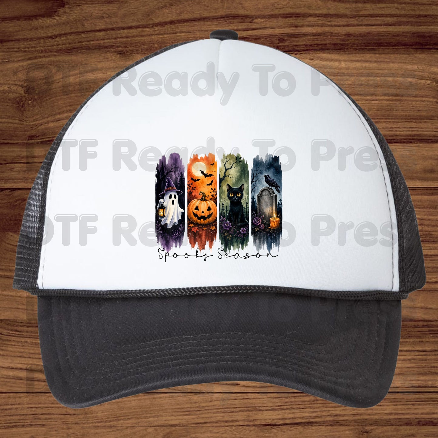 Halloween Spooky Season DTF Transfers, Brushstroke Ghost Pumpkin Black Cat Crow Tombstone Ready to Press