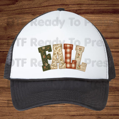 Fall Patchwork Chenille Letters DTF Transfers, Quilted Plaid Autumn Thanksgiving Ready to Press