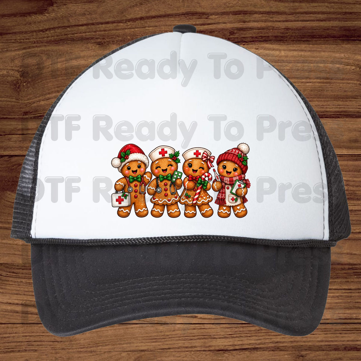 Christmas Gingerbread Nurse Team DTF Transfers, Medical Nursing Stethoscope Holiday Ready to Press