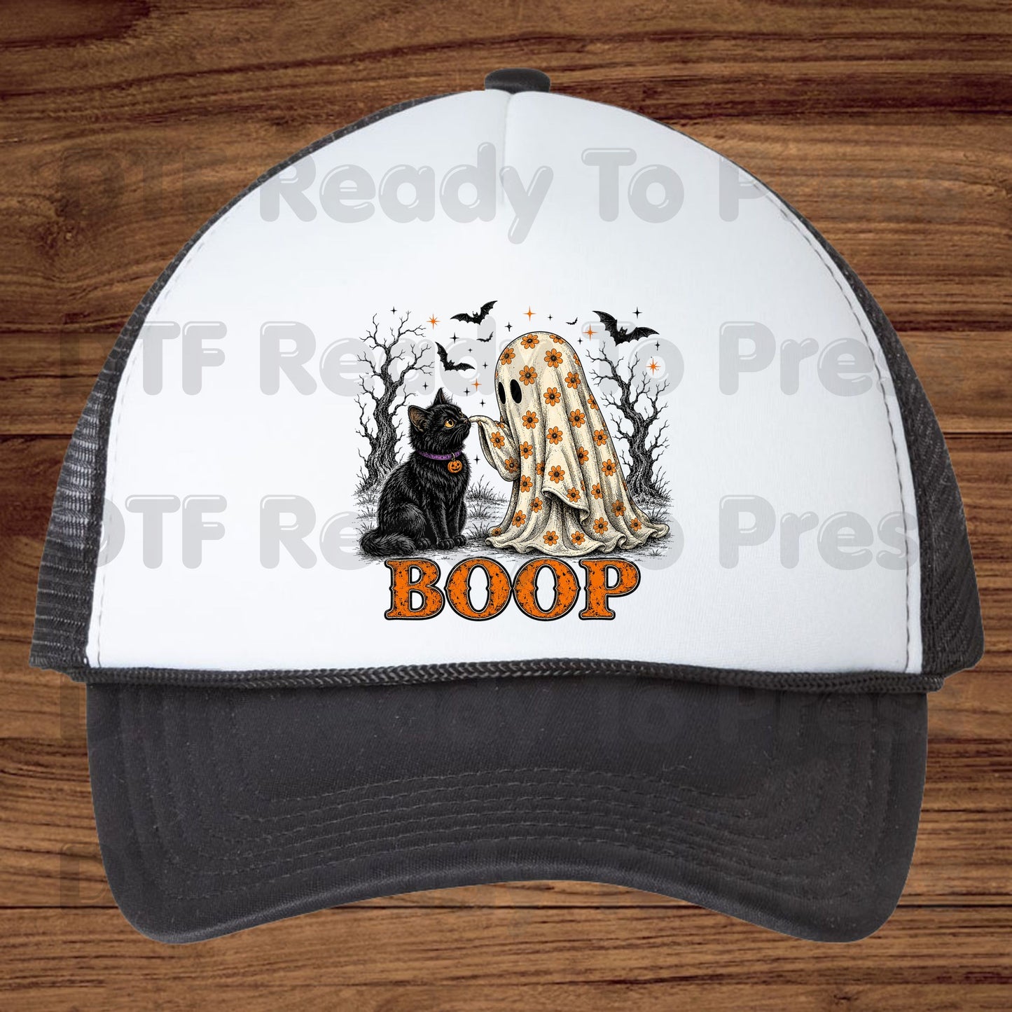 Halloween Ghost Boop DTF Transfers, Black Cat Ghost Spooky Season Ready to Press