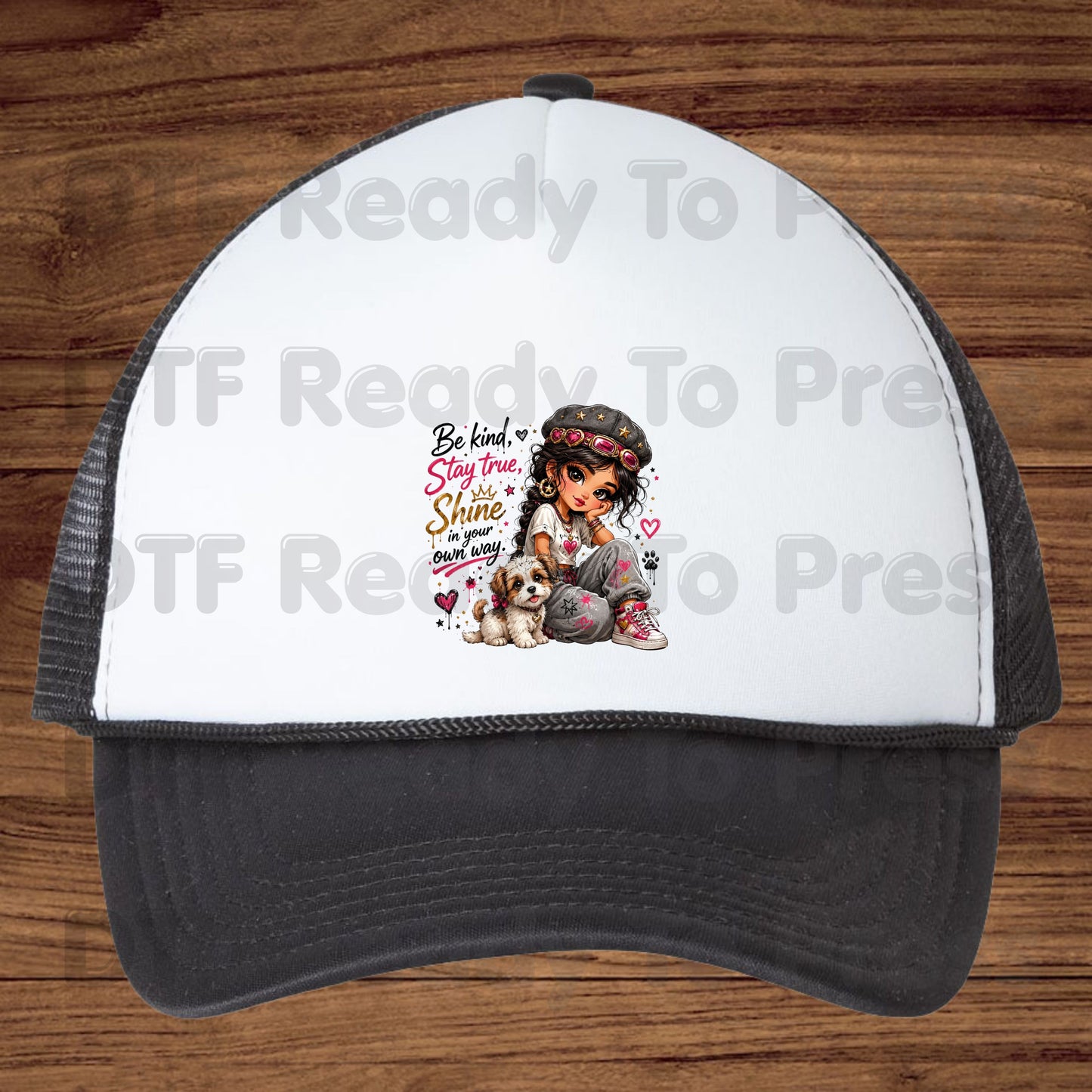 Inspirational Be Kind Stay True DTF Transfers, Cute Puppy Crown Heart Girl Women Kids Ready to Press