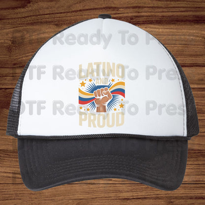 Latino and Proud DTF Transfers, Hispanic Heritage Fist Flag Vintage Pride Ready to Press