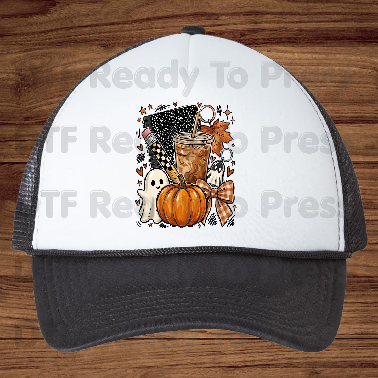 Spooky Teacher DTF Transfer Ready to Press Halloween Fall Heat Transfer For Shirts Iced Coffee Ghost Pumpkin Pencil Composition Notebook