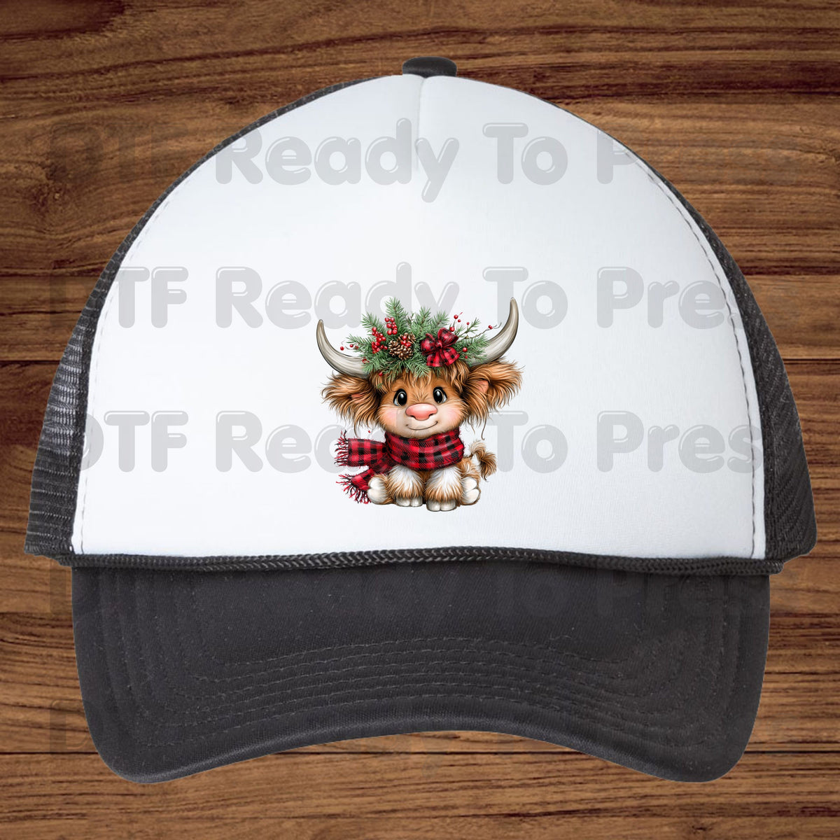 Baby Highland Cow DTF Transfers, Plaid Scarf Cute Christmas Holiday Ready to Press