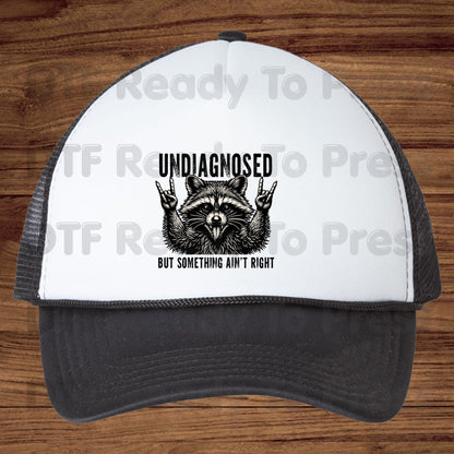 Funny Raccoon DTF Transfers, Undiagnosed but Something Ain't Right Rock On Metal Horns Trash Panda Adult Humor Ready to Press