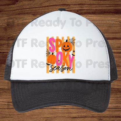 Halloween DTF Transfers, Spooky Season Pink Orange Pumpkin Cute Retro Ready to Press