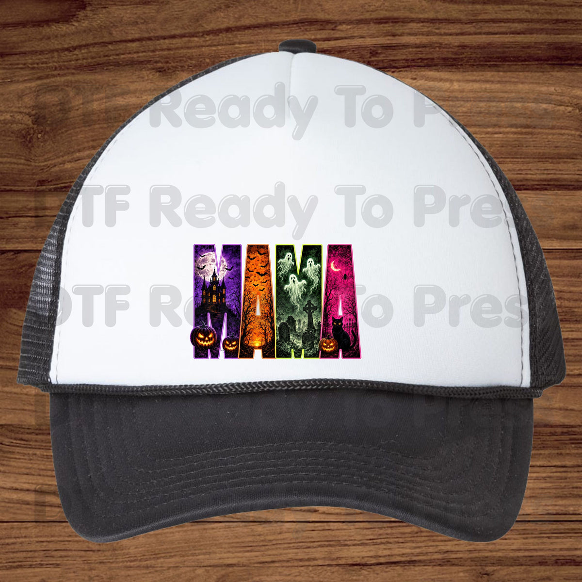 Halloween Mama DTF Transfers, Neon Haunted House Ghost Pumpkin Spooky Ready to Press