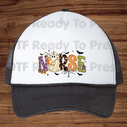 Halloween Nurse Ghost DTF Transfers, Spooky Nurse Life Hat Syringe Bats Ready to Press