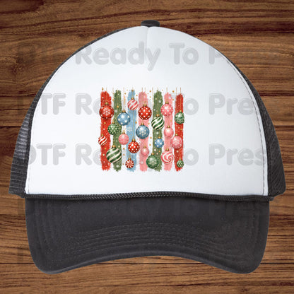 Christmas Ornaments DTF Transfers, Colorful Paint Strokes Holiday Baubles Festive Ready to Press