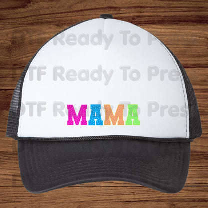 Mama DTF Transfers, Leopard Print Colorful Cheetah Varsity Letter Mama Ready to Press