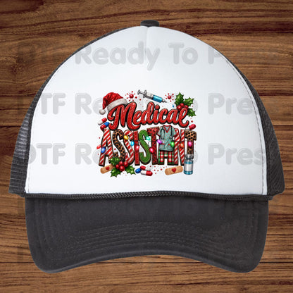 Christmas Medical Assistant DTF Transfers, Healthcare Scrubs Syringe Holiday Ready to Press
