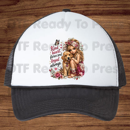 Dog DTF Transfers, Kind Heart Fierce Soul Loyal Always Golden Retriever Puppy Floral Ready to Press