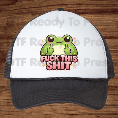 Fck This Shit Frog DTF Transfers, Middle Fingers Green Toad Sparkles Sarcastic Ready to Press