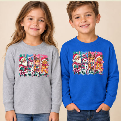 Christmas Characters T-Shirt, Santa Snowman Reindeer Gingerbread Tee, Holiday Sweatshirt