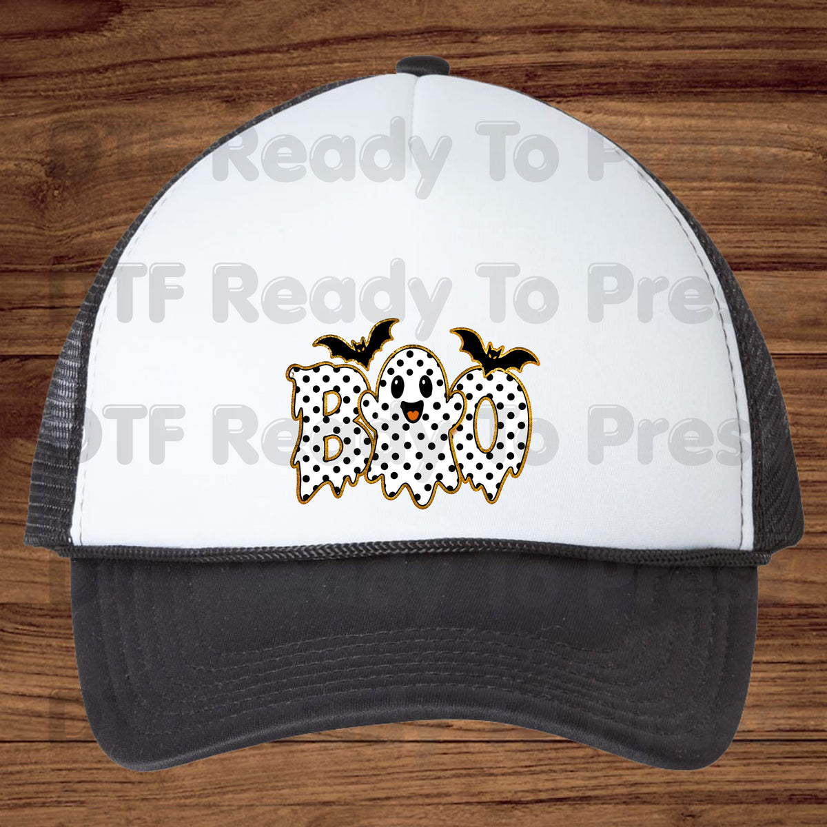 Polka Dot Ghost Halloween DTF Transfers, Boo Cute Spooky Bats Holiday Ready to Press
