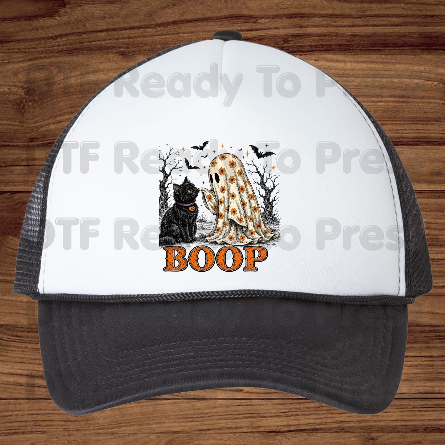 Halloween Cute Ghost Boop DTF Transfers, Black Cat Floral Sheet Bats Spooky Ready to Press