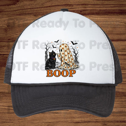 Halloween Cute Ghost Boop DTF Transfers, Black Cat Floral Sheet Bats Spooky Ready to Press