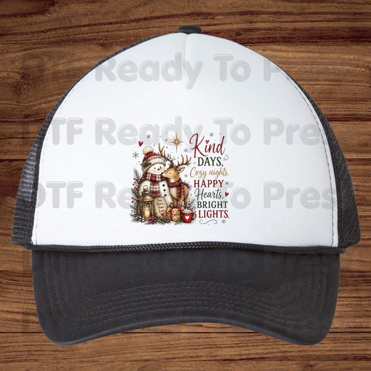 Kind Days Cozy Nights DTF Transfers, Snowman Reindeer Cute Christmas Holiday Ready to Press