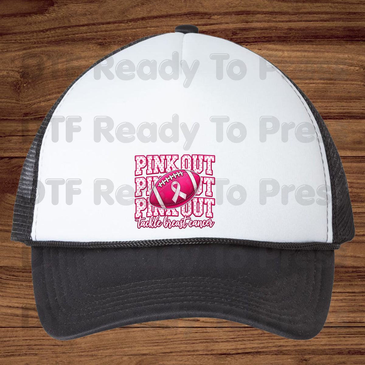 Pink Out DTF Transfers, Tackle Breast Cancer Awareness Football Polka Dot Pink Ready to Press