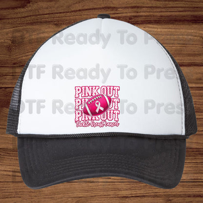 Pink Out DTF Transfers, Tackle Breast Cancer Awareness Football Polka Dot Pink Ready to Press
