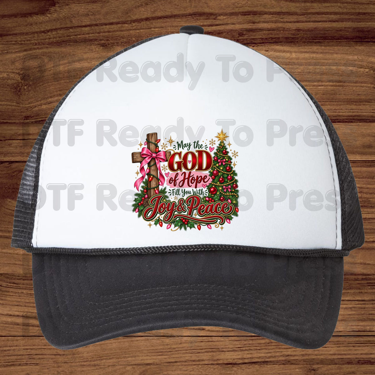 Christian Christmas DTF Transfers, Cross God of Hope Joy Peace Faith Holiday Ready to Press