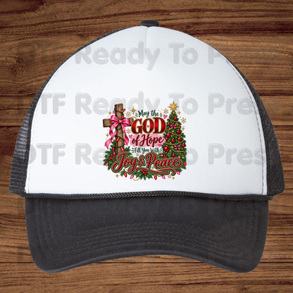 Christian Christmas DTF Transfers, Cross God of Hope Joy Peace Faith Holiday Ready to Press