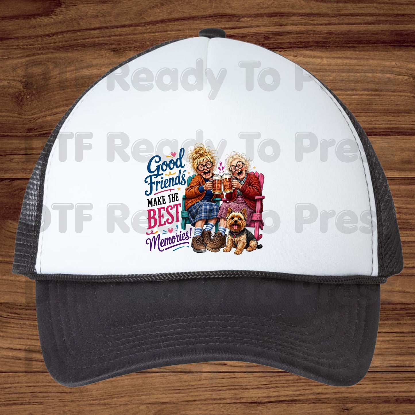 Funny Best Friends DTF Transfers, Good Friends Best Memories Beer Old Ladies Yorkshire Terrier Ready to Press