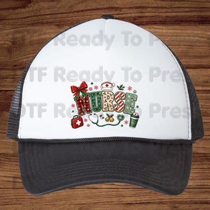 Christmas Nurse DTF Transfers, Medical Nursing Plaid Stethoscope Bow Holiday Ready to Press
