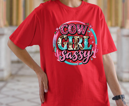 Sassy Cowgirl T Shirt Adult Youth Toddler Baby Pink Cheetah Leopard Print Western Graphic Tee Country Girl Aesthetic Retro Rodeo Cactus Gift