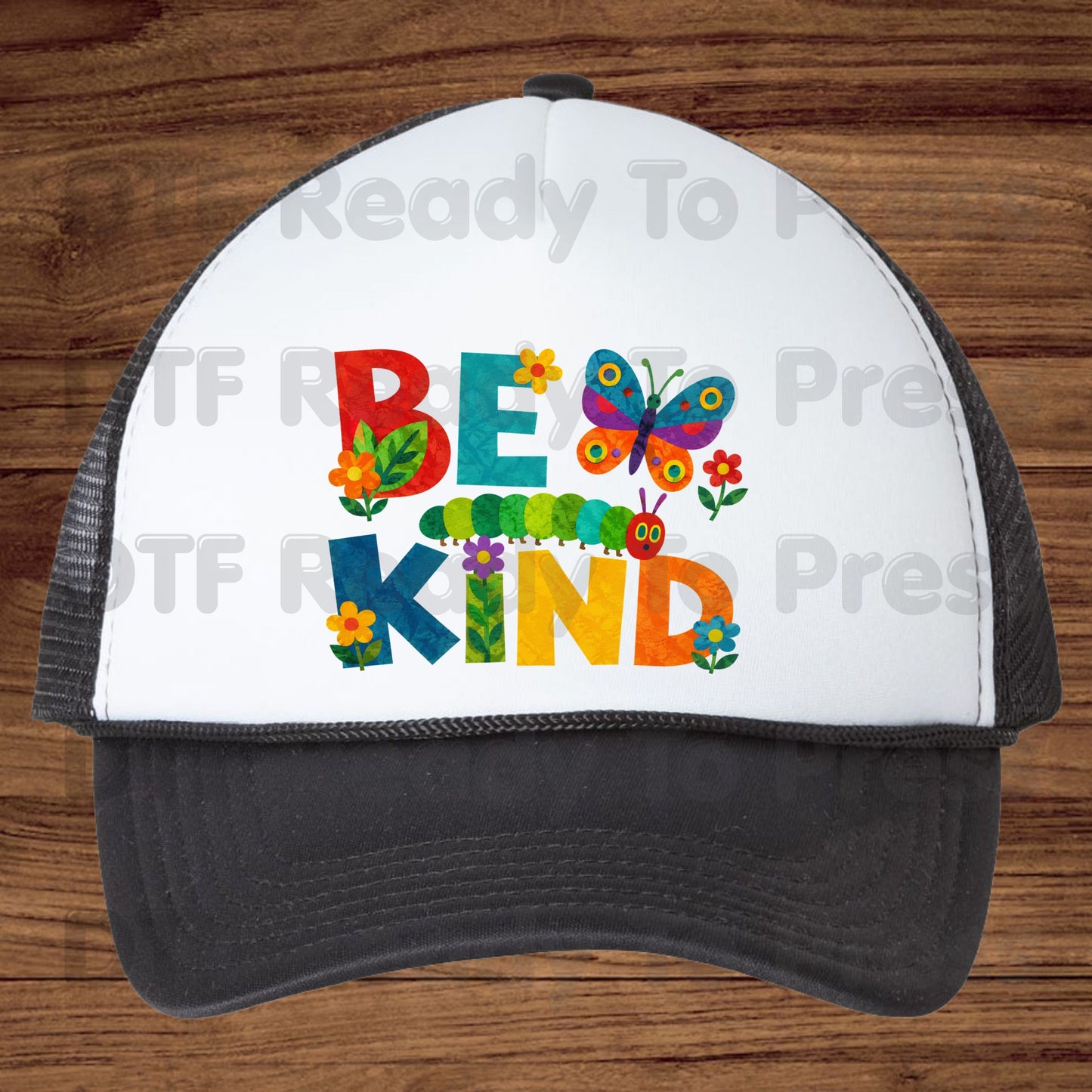 Be Kind Caterpillar Butterfly DTF Transfers, Colorful Flowers Storybook Teacher Ready to Press