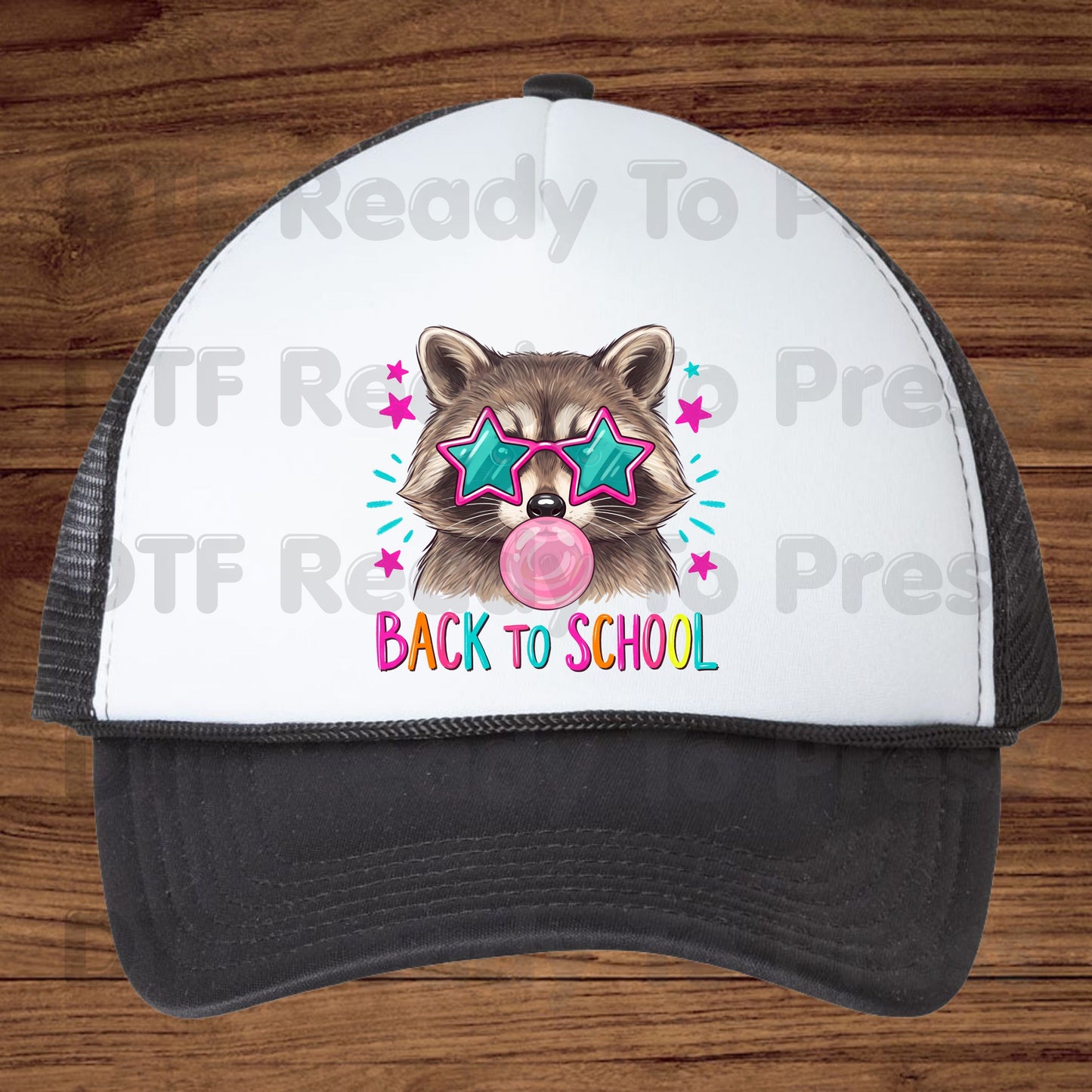 Back to School Raccoon DTF Transfers, Star Sunglasses Bubblegum Trash Panda Ready to Press