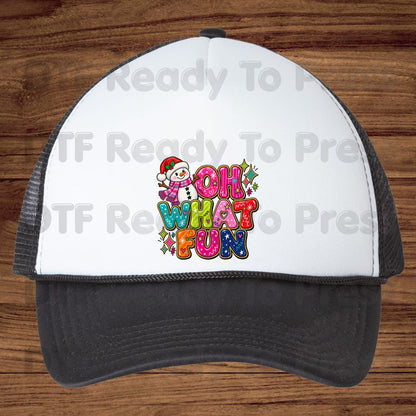 Cute Snowman Christmas DTF Transfers, Oh What Fun Retro Colorful Holiday Ready to Press
