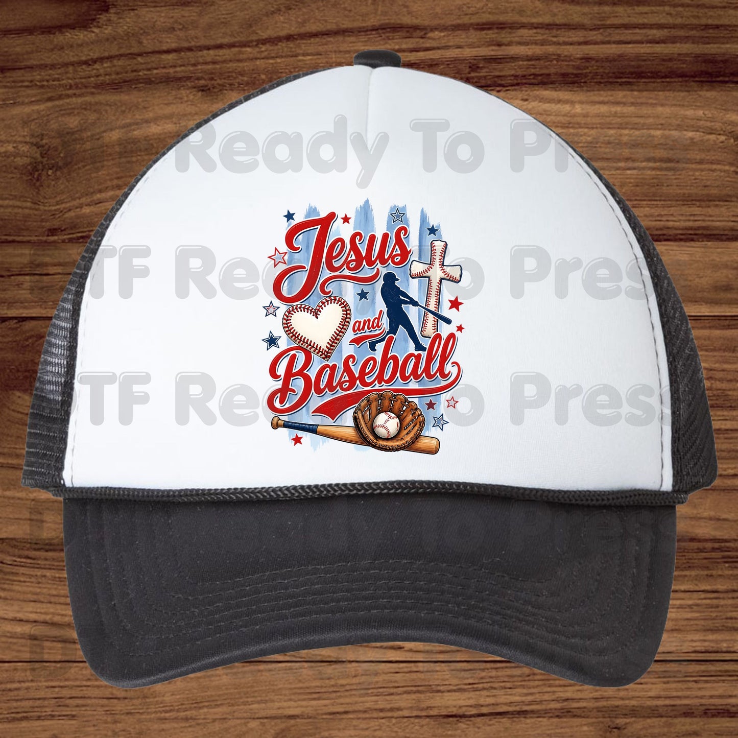 Jesus and Baseball DTF Transfer Ready to Press Christian Sports Heat Transfer For Shirts Cross Batter Heart Baseball Glove Full Color Print