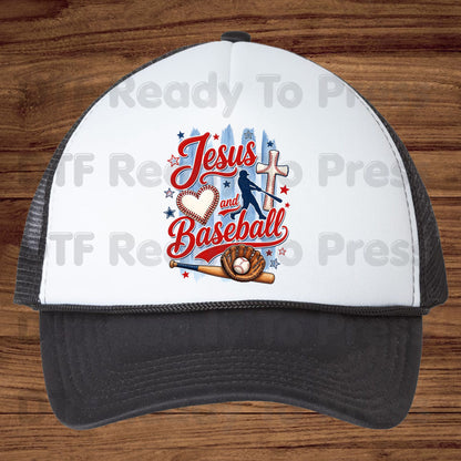 Jesus and Baseball DTF Transfer Ready to Press Christian Sports Heat Transfer For Shirts Cross Batter Heart Baseball Glove Full Color Print