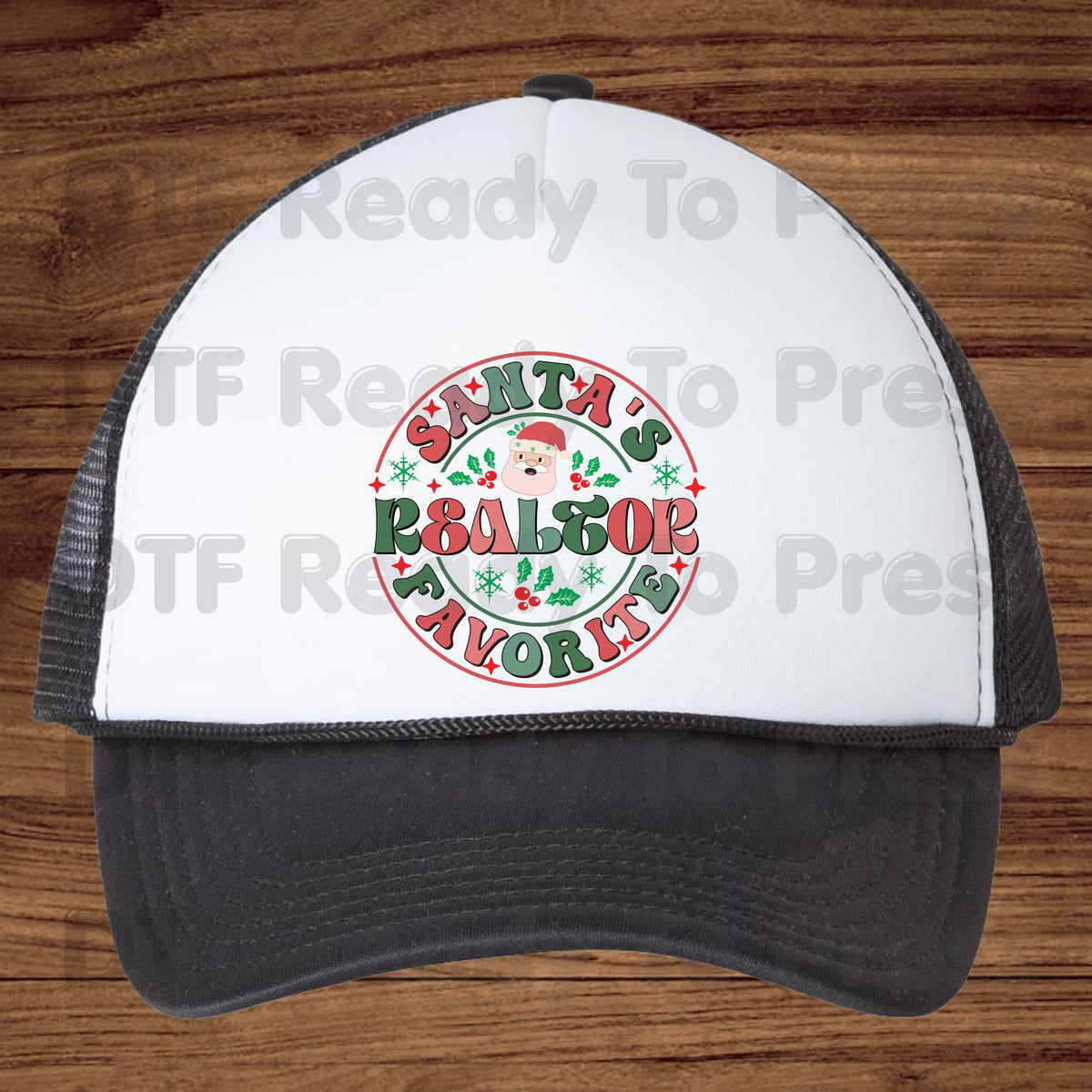 Santa's Favorite Realtor DTF Transfers, Christmas Real Estate Retro Circle Graphic Ready to Press