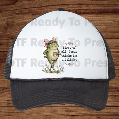 Jesus Thinks I'm A Delight Frog DTF Transfer Ready to Press
