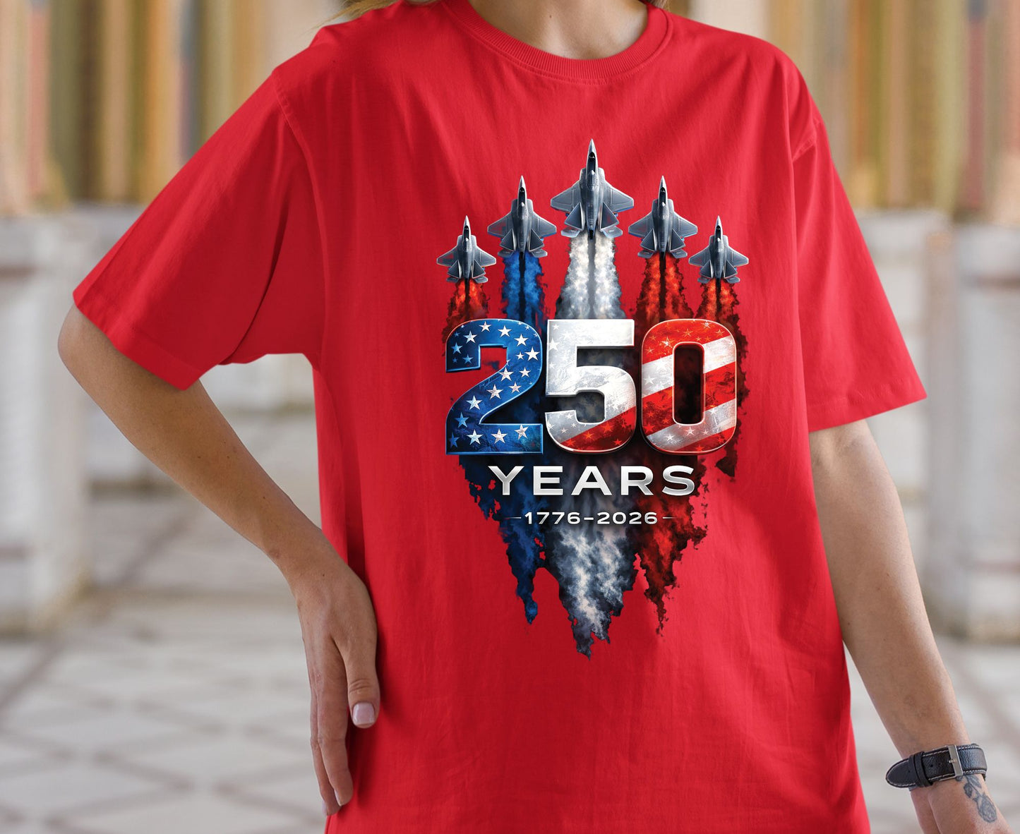 USA 250 Years Patriotic Fighter Jets Shirt American Flag Aviation Freedom Celebration Tees Independence Anniversary United States Gift