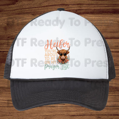 Sassy Highland Cow DTF Transfers, You're About to Be on My Prayer List Sunglasses Floral Country Western Ready to Press