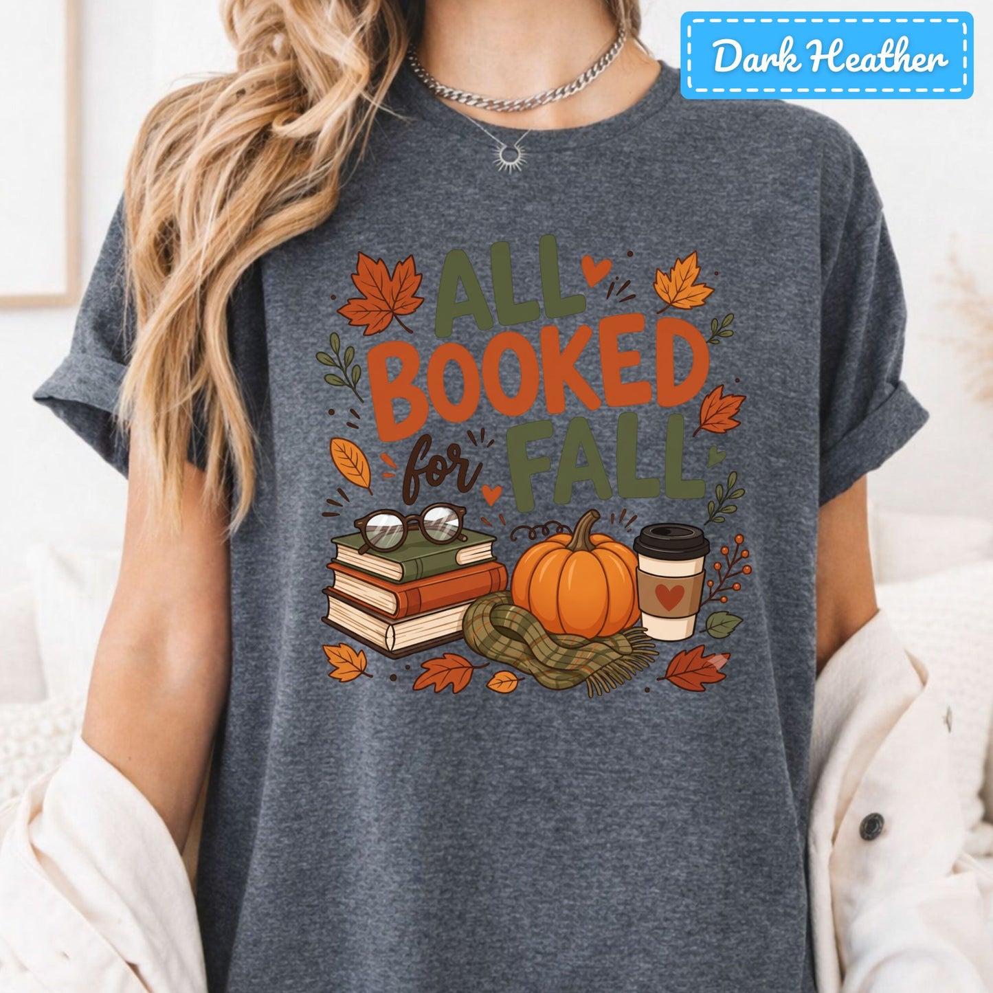 All Booked for Fall Bookish Pumpkin T-Shirt, Cozy Reading Sweatshirt