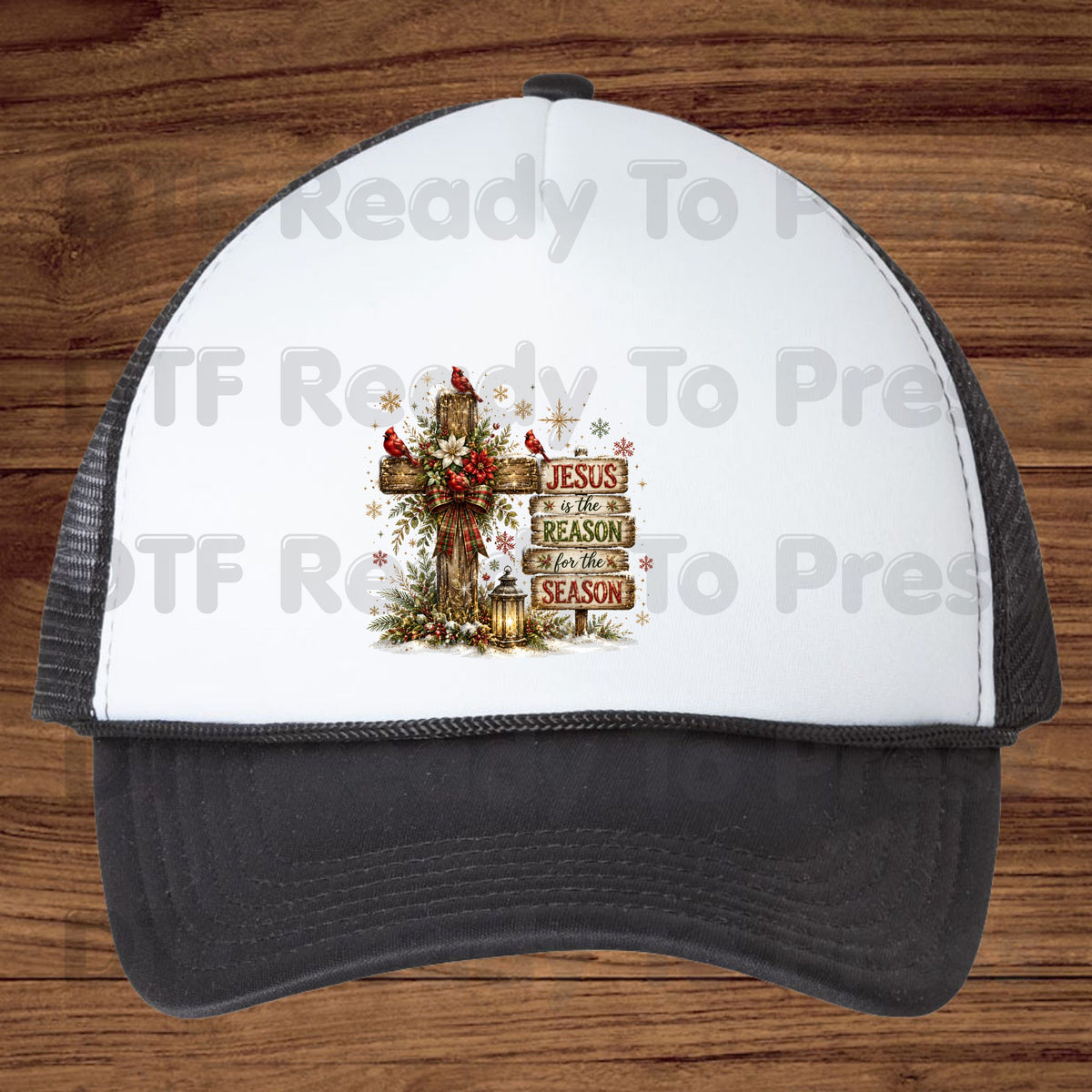 Jesus Is the Reason Christmas DTF Transfers, Cross Red Cardinals Christian Holiday Ready to Press