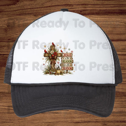 Jesus Is the Reason Christmas DTF Transfers, Cross Red Cardinals Christian Holiday Ready to Press