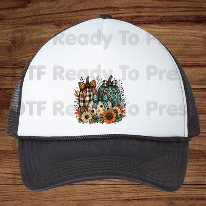Fall DTF Transfers, Leopard Plaid Pumpkins Teal Orange Floral Thanksgiving Ready to Press