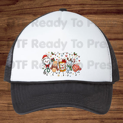 Christmas Nurse Squad DTF Transfers, Holiday Medical Syringe Pill Bottle Stethoscope Ready to Press