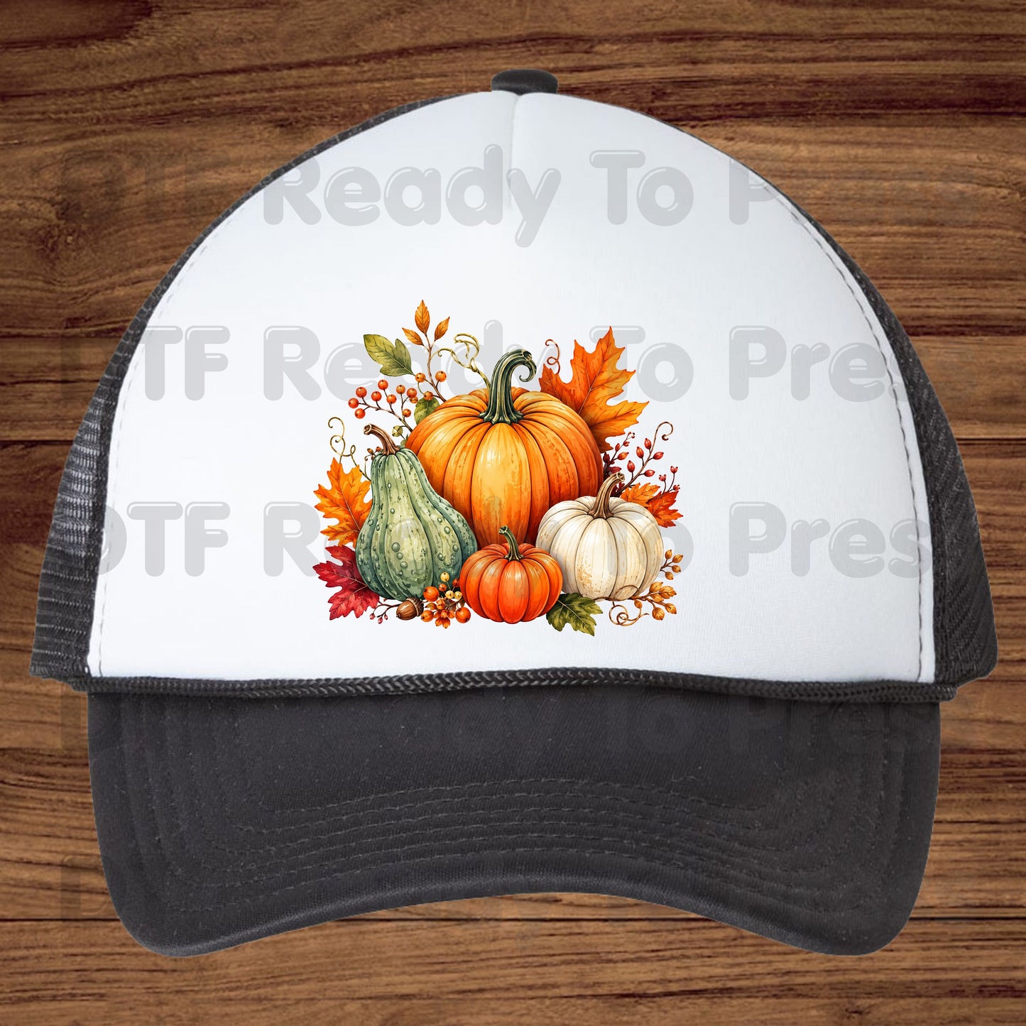 Fall Pumpkin DTF Transfer, Watercolor Harvest Gourd and Leaves Ready to Press