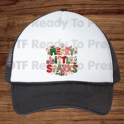 Merry Little Sparks DTF Transfers, Christmas Cable Knit Bow Disco Holiday Ready to Press