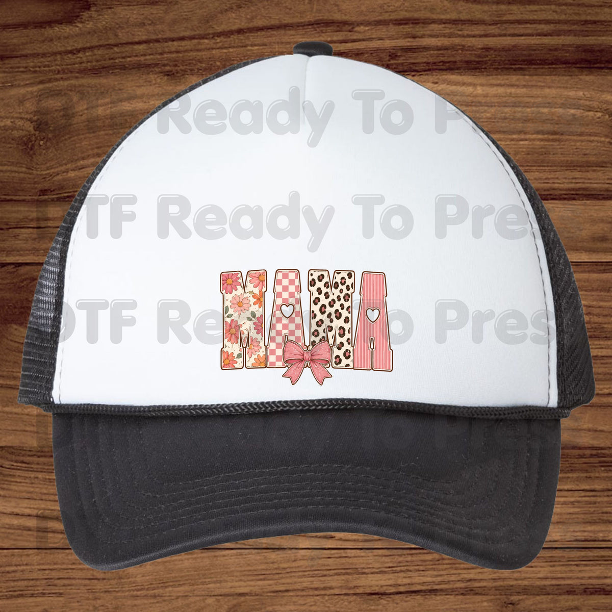 Mama DTF Transfers, Pink Daisy Floral Leopard Coquette Bow Retro Ready to Press