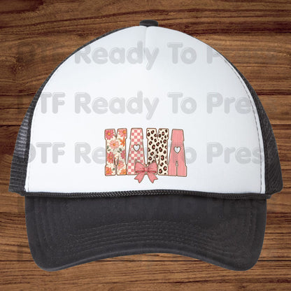 Mama DTF Transfers, Pink Daisy Floral Leopard Coquette Bow Retro Ready to Press