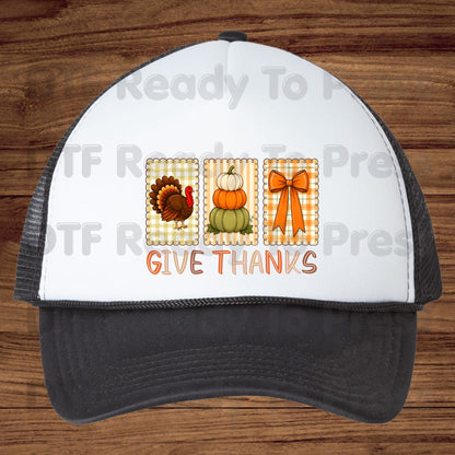 Thanksgiving DTF Transfer Ready to Press Give Thanks Turkey Stacked Pumpkins Coquette Bow Heat Transfer Shirts Autumn Clothing